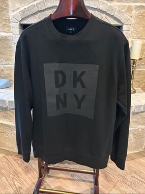 DKNY Men’s Black Logo Crewneck Sweatshirt